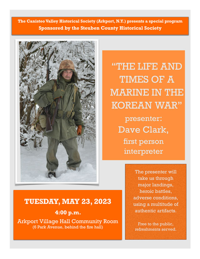Canisteo Valley Historical Society presents “The Life and Times of a Marine in the Korean War”
